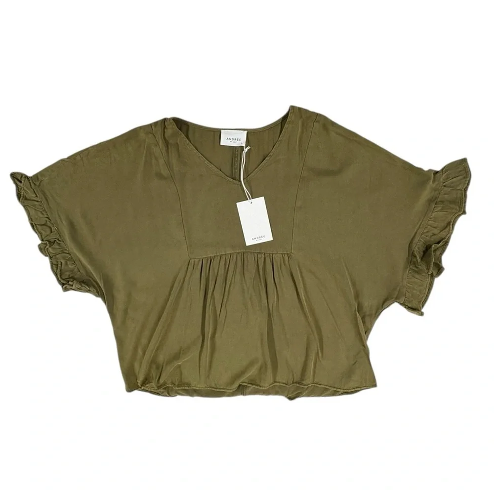 ANDREE BY UNIT Olive Green Women's Blouse - Picture 6 of 7